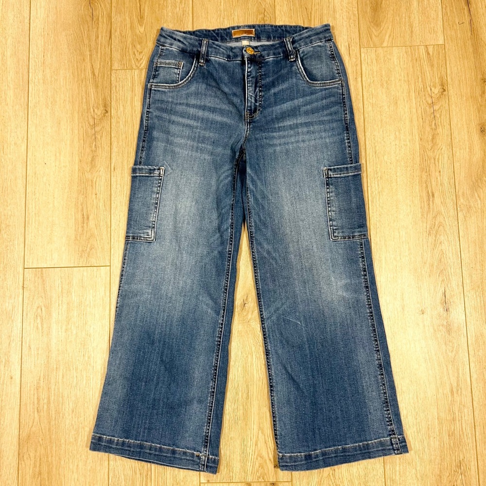 KUT from the Kloth Jodi High Rise Fab Ab Wide Leg Cargo Jeans Blue 8P KP1785PA6